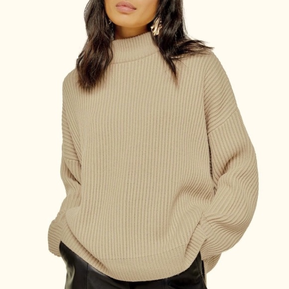 Topshop Sweaters - Topshop chunky knit mock neck sweater tan khaki